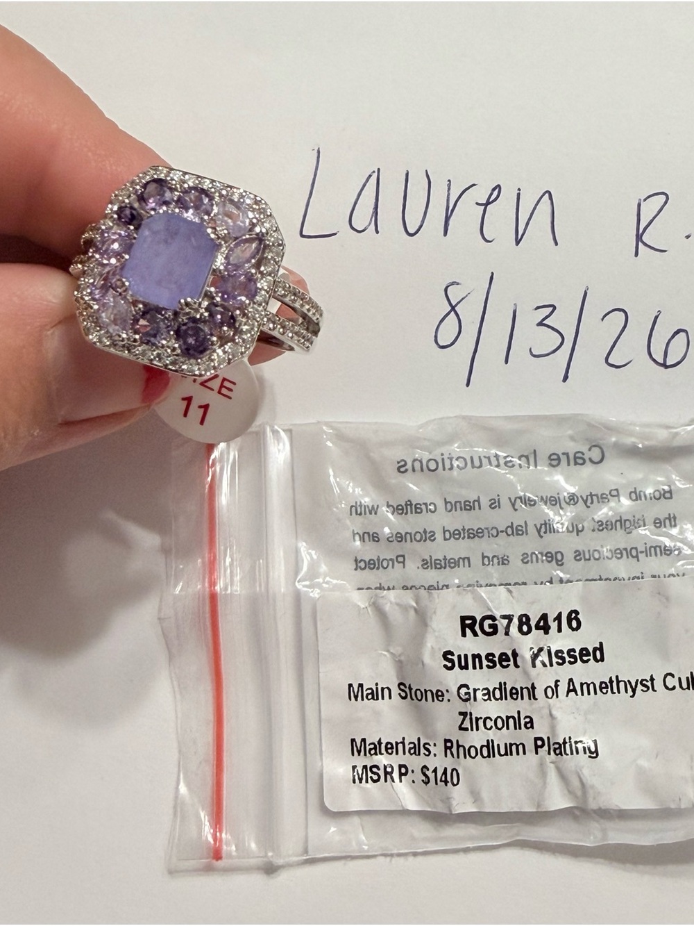 Sunset Kissed Gradient Amethyst Ring in Purple size 11